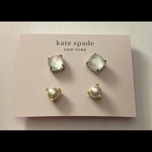 Kate Spade ‘Rise And Shine” Cream & Clear Earrings NWT